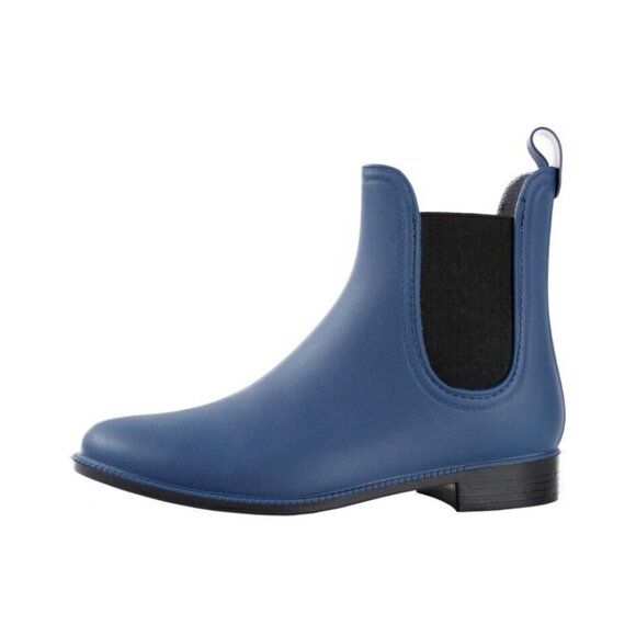 Women's Navy Blue Chelsea Boots Girl Matte Fall Ankle Rain Boots Waterproof, New - Picture 2 of 7